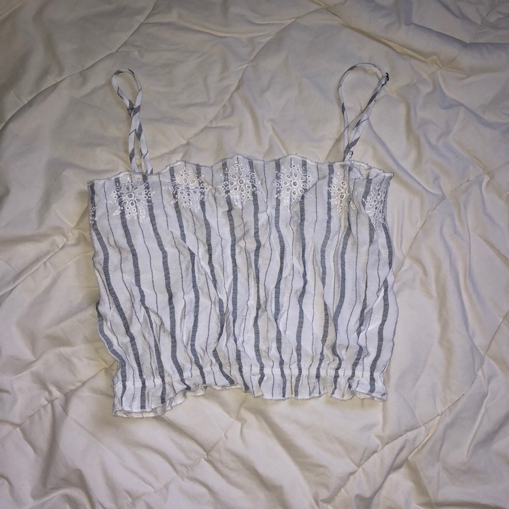 white grey striped crop top